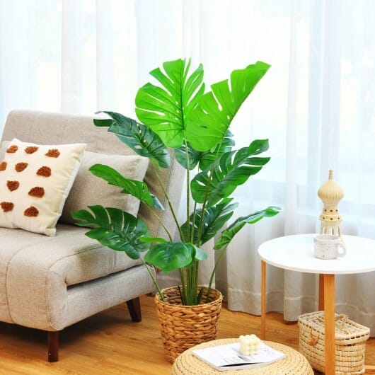 2 Pack Artificial Monstera Deliciosa Tree with 10 Leaves of Different Sizes - Color: Green