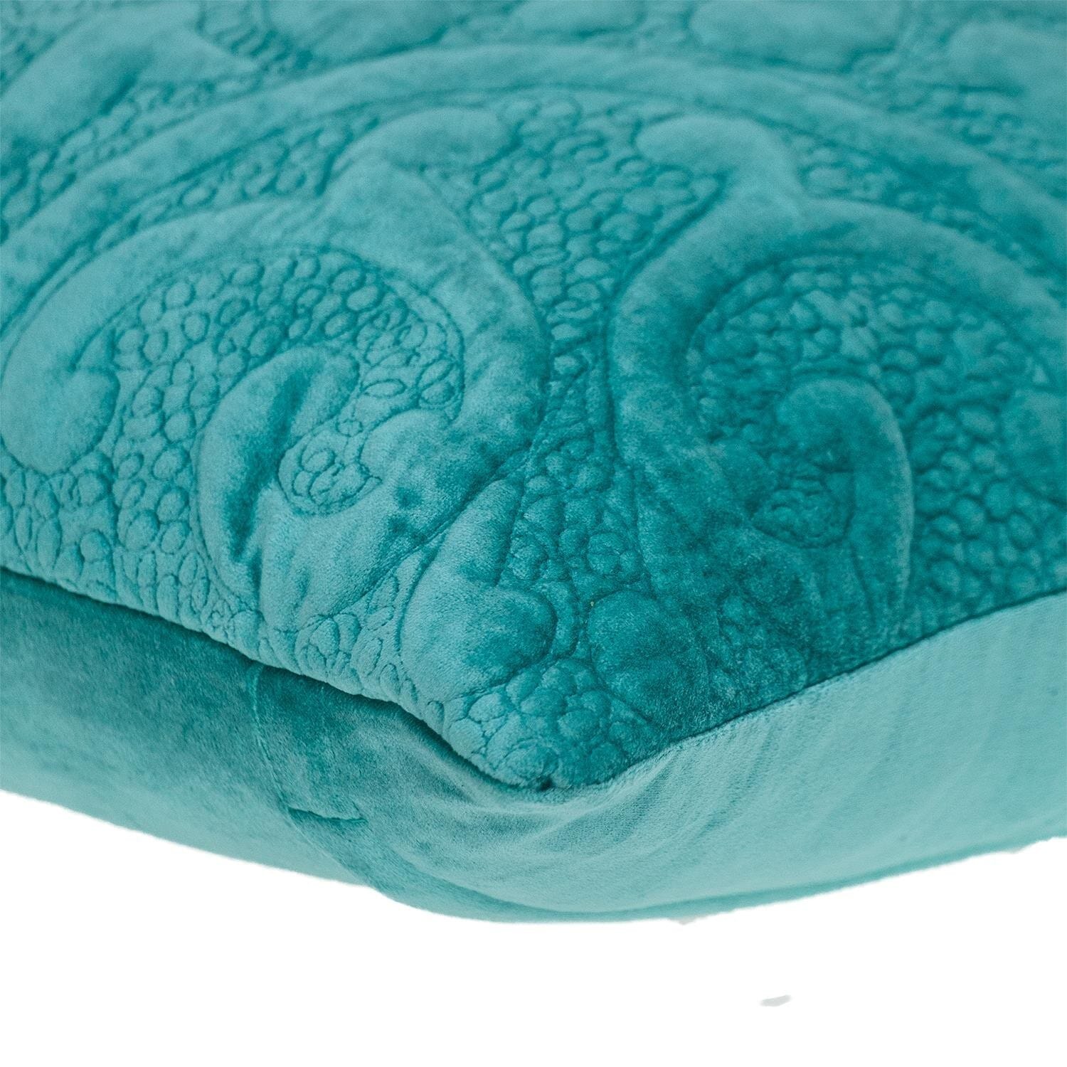 20" Aqua Cotton Blend Throw Pillow