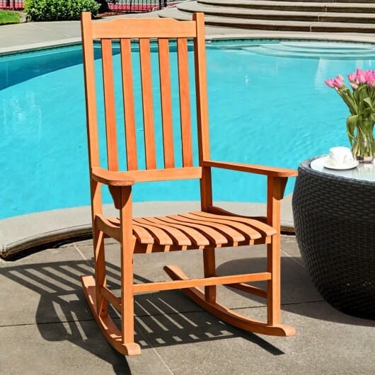 Outdoor Rocking Chair Single Rocker for Patio Deck - Color: Natural