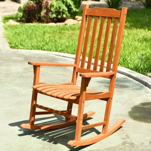Outdoor Rocking Chair Single Rocker for Patio Deck - Color: Natural