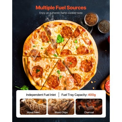 Outdoor Pizza Oven, 12 in Wood Fired Pizza Ovens, Pellet Pizza-Stove with Thermometer & Electric Rotation, Portable Pizza-Maker for Outside Backyard Patio Camping, Pizza-Stone, Carry Bag, Shovel