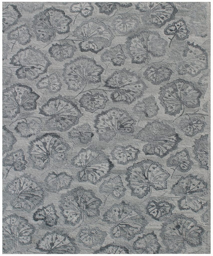 9' X 12' Silver Floral Hand Tufted Non Skid Area Rug