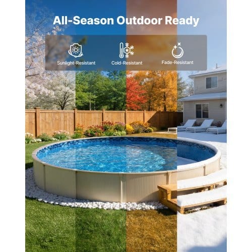24ft Pool Liner, Round UniBead Swimming Pool Liner for 52 in Wall Height, Premium Vinyl, Easy Install with Leak-Proof Patches, Designed for Steel Sided Above-Ground,Outdoor, Boulder Swirl