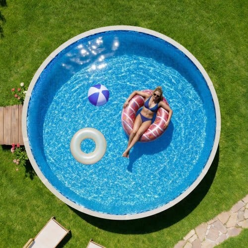 24ft Pool Liner, Round UniBead Swimming Pool Liner for 52 in Wall Height, Premium Vinyl, Easy Install with Leak-Proof Patches, Designed for Steel Sided Above-Ground,Outdoor, Boulder Swirl