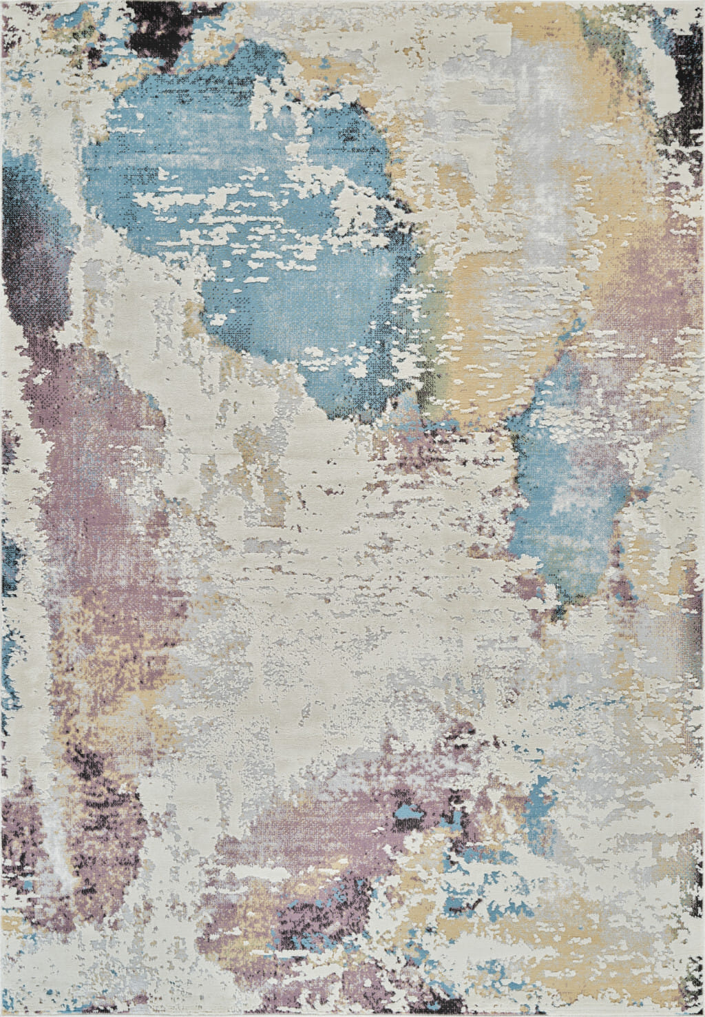 4' X 6' Beige and Blue Abstract Distressed Area Rug