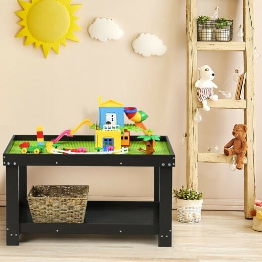Solid Multifunctional Wood Kids Activity Play Table-Dark Brown - Color: Dark Brown