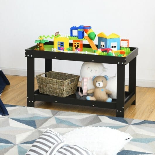 Solid Multifunctional Wood Kids Activity Play Table-Dark Brown - Color: Dark Brown