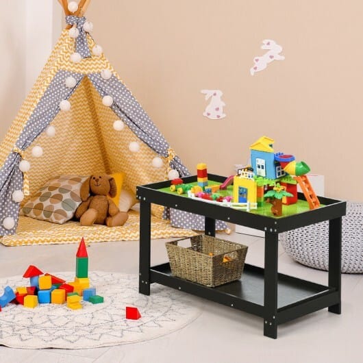 Solid Multifunctional Wood Kids Activity Play Table-Dark Brown - Color: Dark Brown