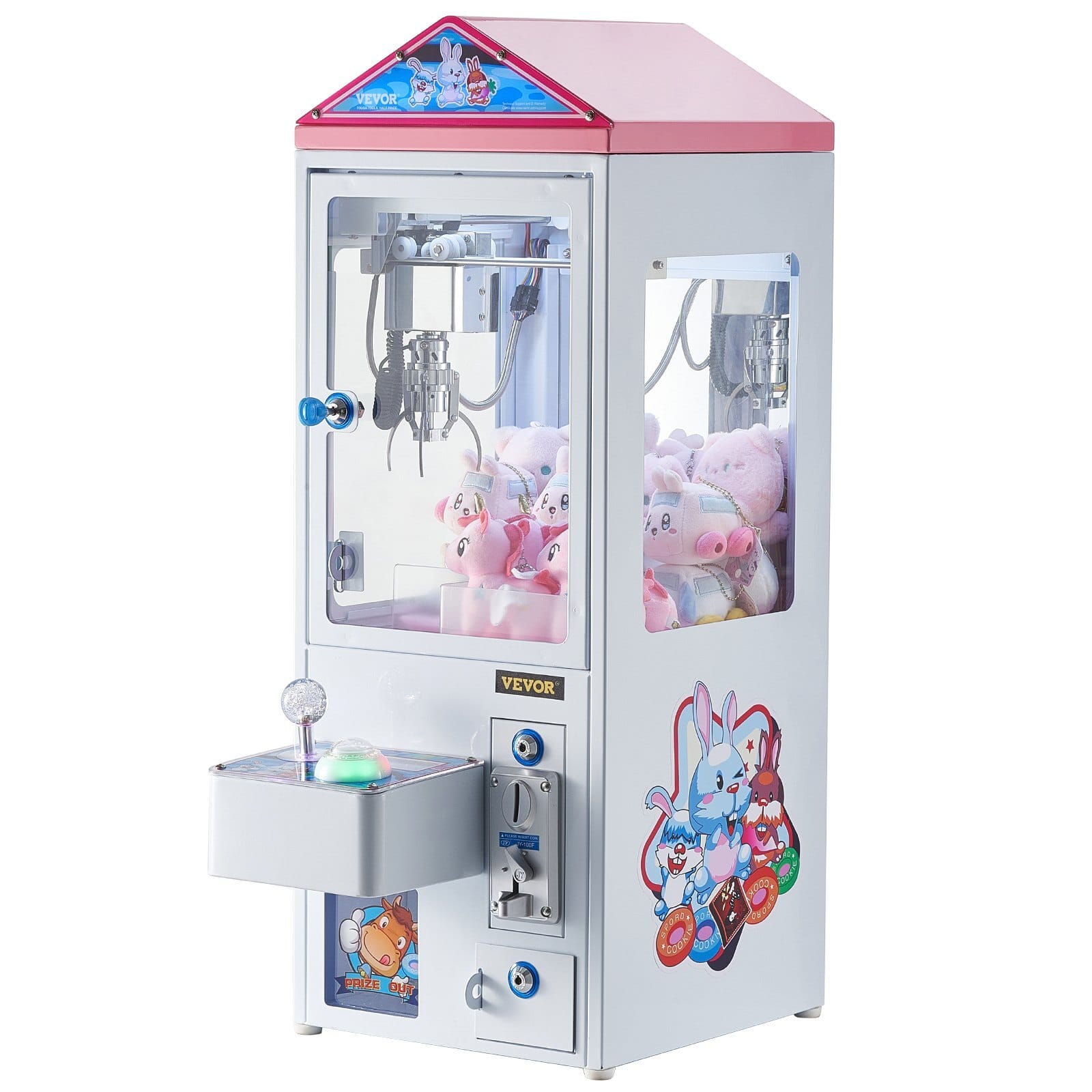 Claw Machine, 0-3” Jaw Diameter 0-5” Jaw lifting, Crane Prize Grabber Commercial Arcade Game Toys, Cool Fun Grab-And-Win Machine w/ Light and Sound, Dispenser Vending Toy For Kids,Boys &Girls