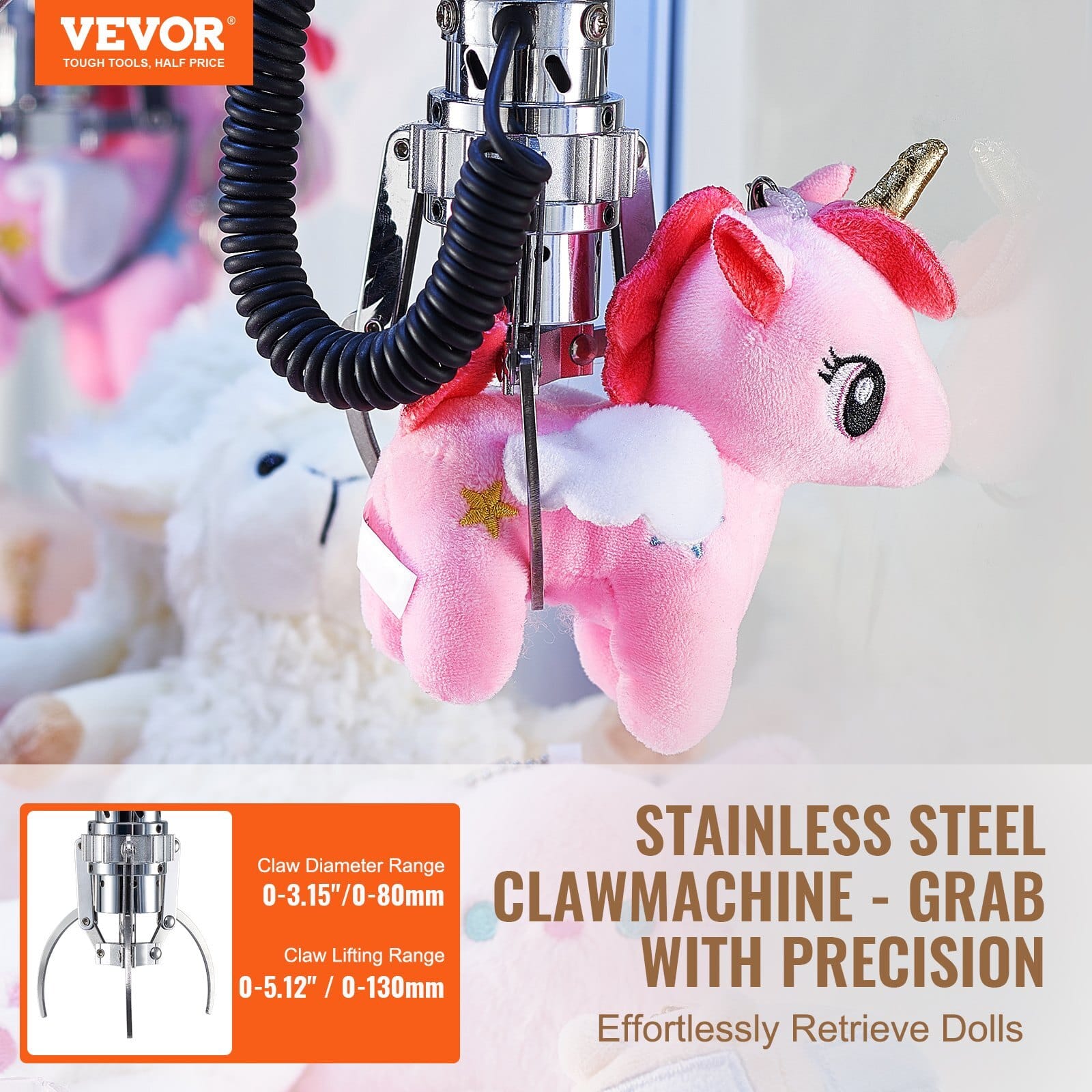 Claw Machine, 0-3” Jaw Diameter 0-5” Jaw lifting, Crane Prize Grabber Commercial Arcade Game Toys, Cool Fun Grab-And-Win Machine w/ Light and Sound, Dispenser Vending Toy For Kids,Boys &Girls