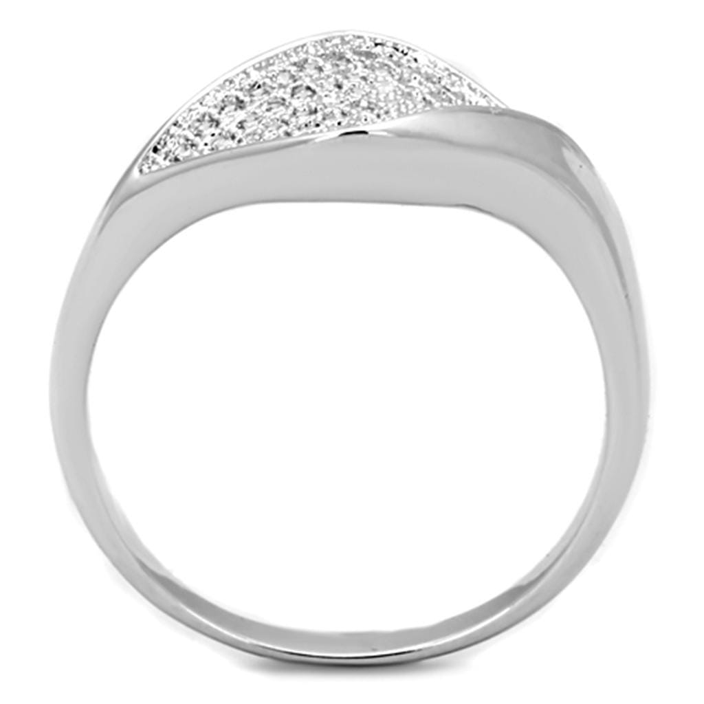 3W726 - Rhodium Brass Ring with AAA Grade CZ in Clear
