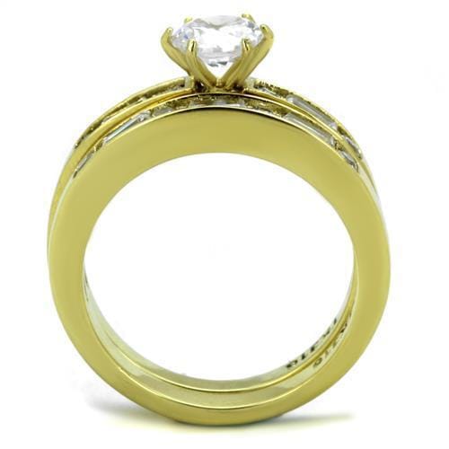 TK1897 - IP Gold(Ion Plating) Stainless Steel Ring with AAA Grade CZ in Clear