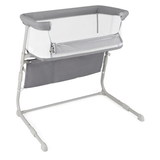Baby Bassinet Bedside Crib with Adjustable Height Comfy Mattress-Gray - Color: Gray