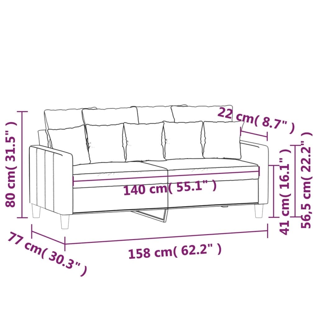 2-Seater Sofa Light Gray 55.1" Velvet