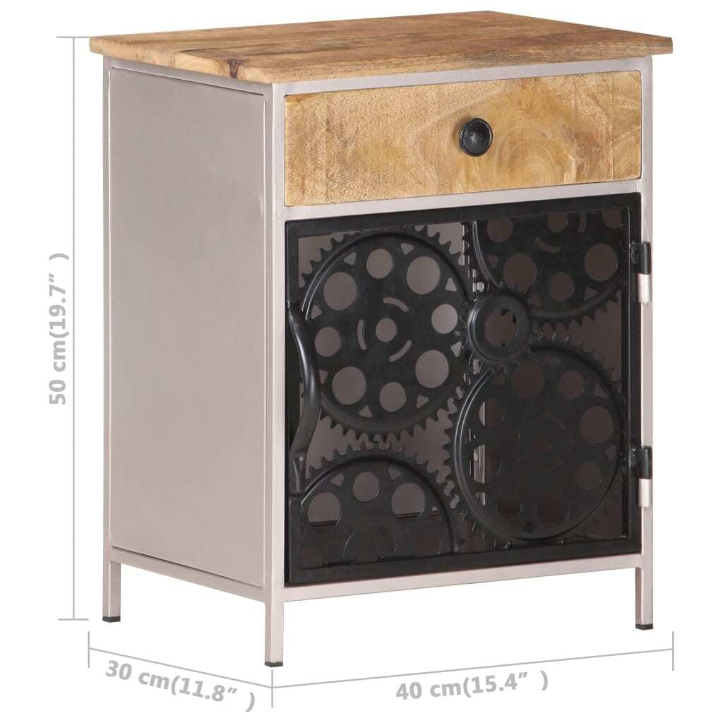 Bedside Cabinet 15.7"x11.8"x19.7" Rough Mango Wood