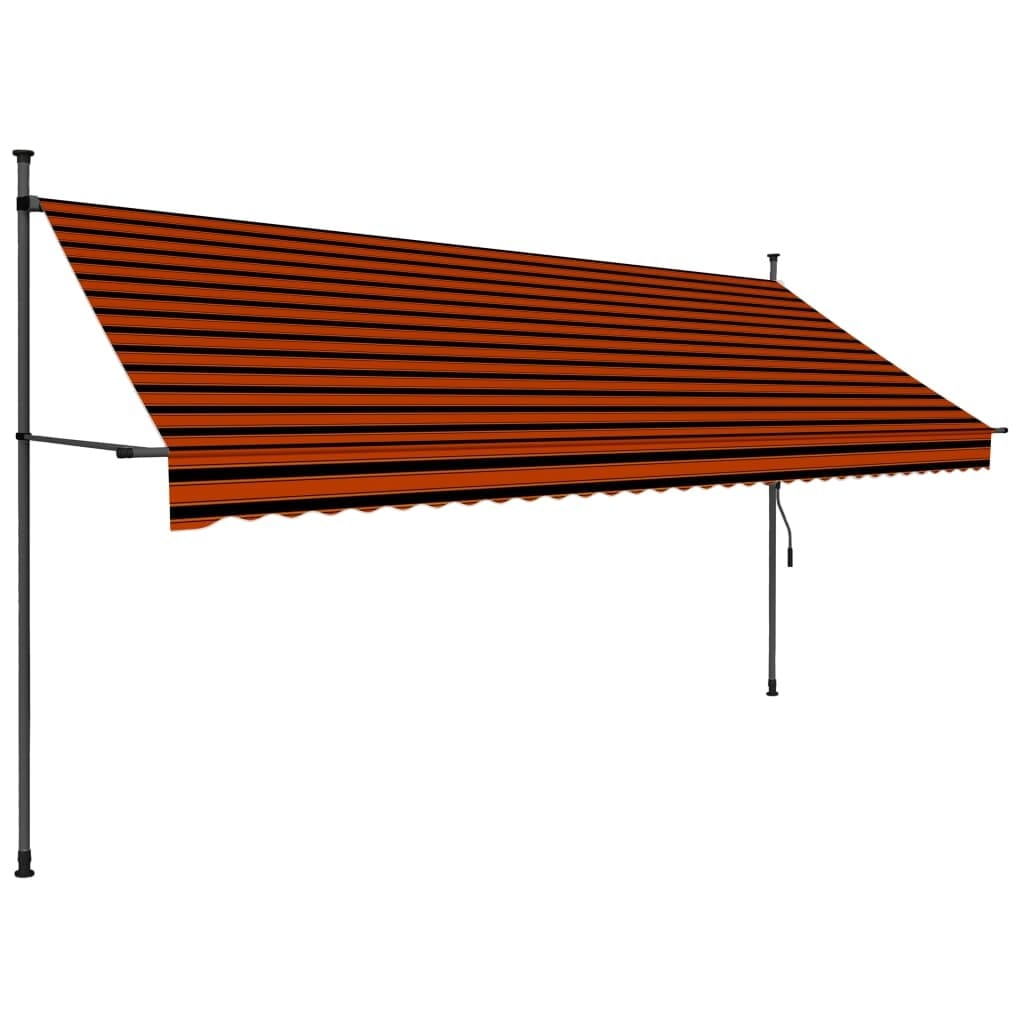 Manual Retractable Awning with LED 137.8" Orange and Brown