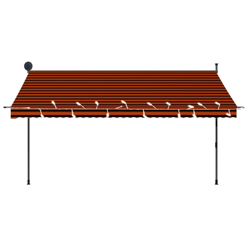Manual Retractable Awning with LED 137.8" Orange and Brown