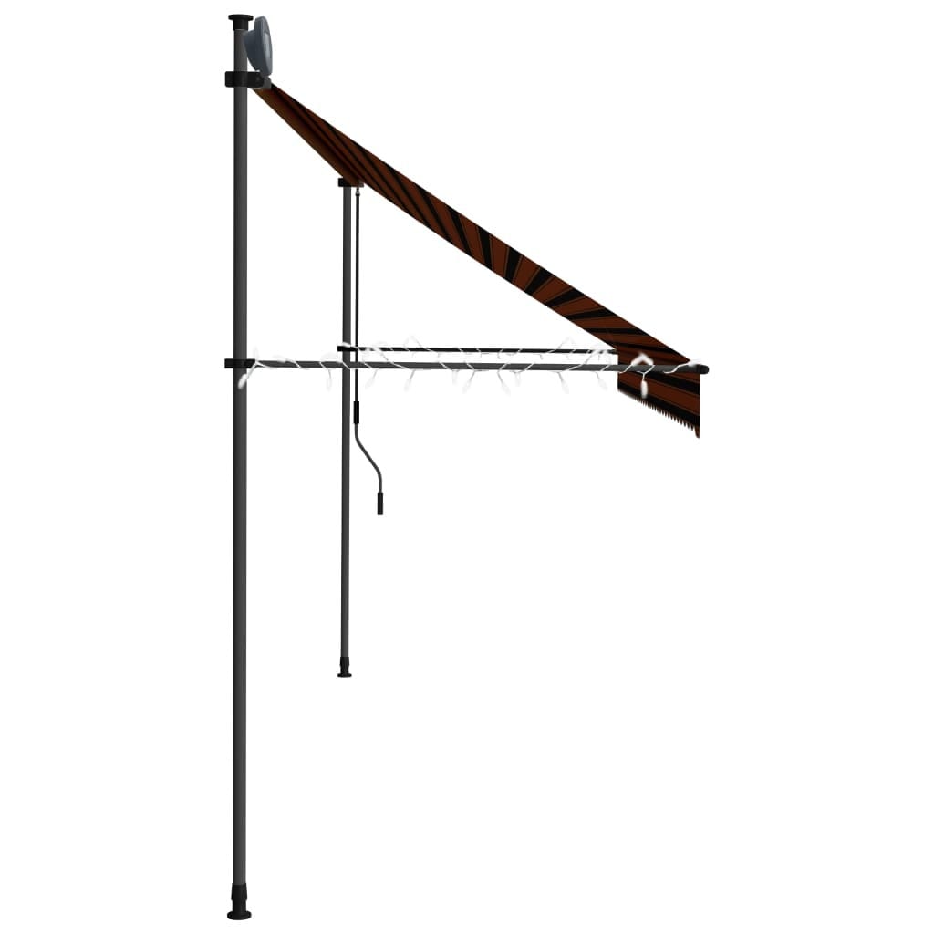 Manual Retractable Awning with LED 137.8" Orange and Brown