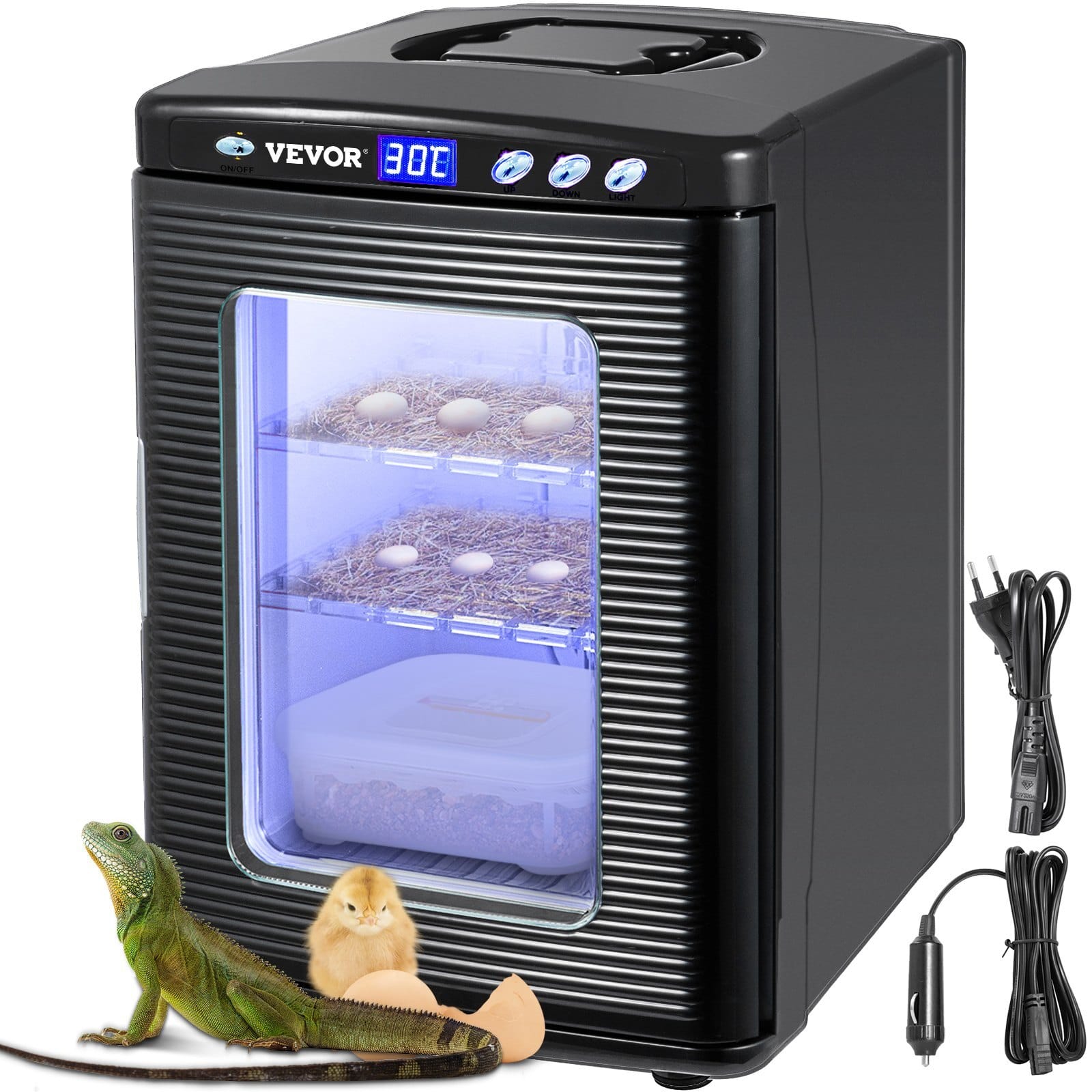 Egg Incubator and Hatcher 25L Black Reptile Egg Incubator 5-42?°C Scientific Hatcher Heating Bright LED Digital Display For Small Animals