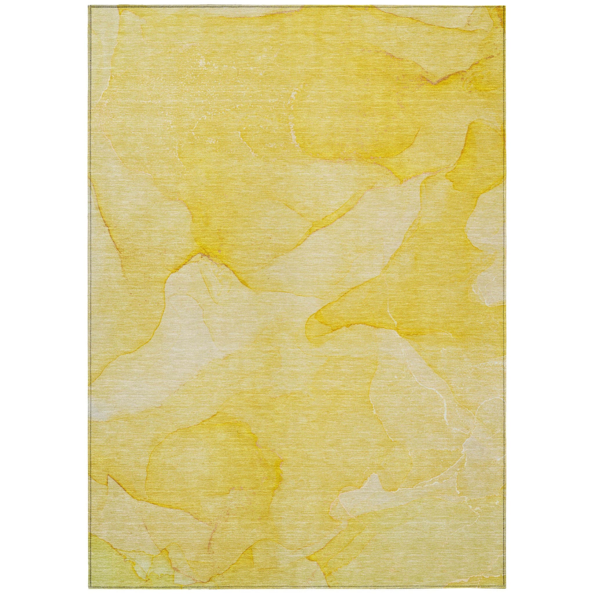 8' X 10' Gold Abstract Washable Non Skid Indoor Outdoor Area Rug