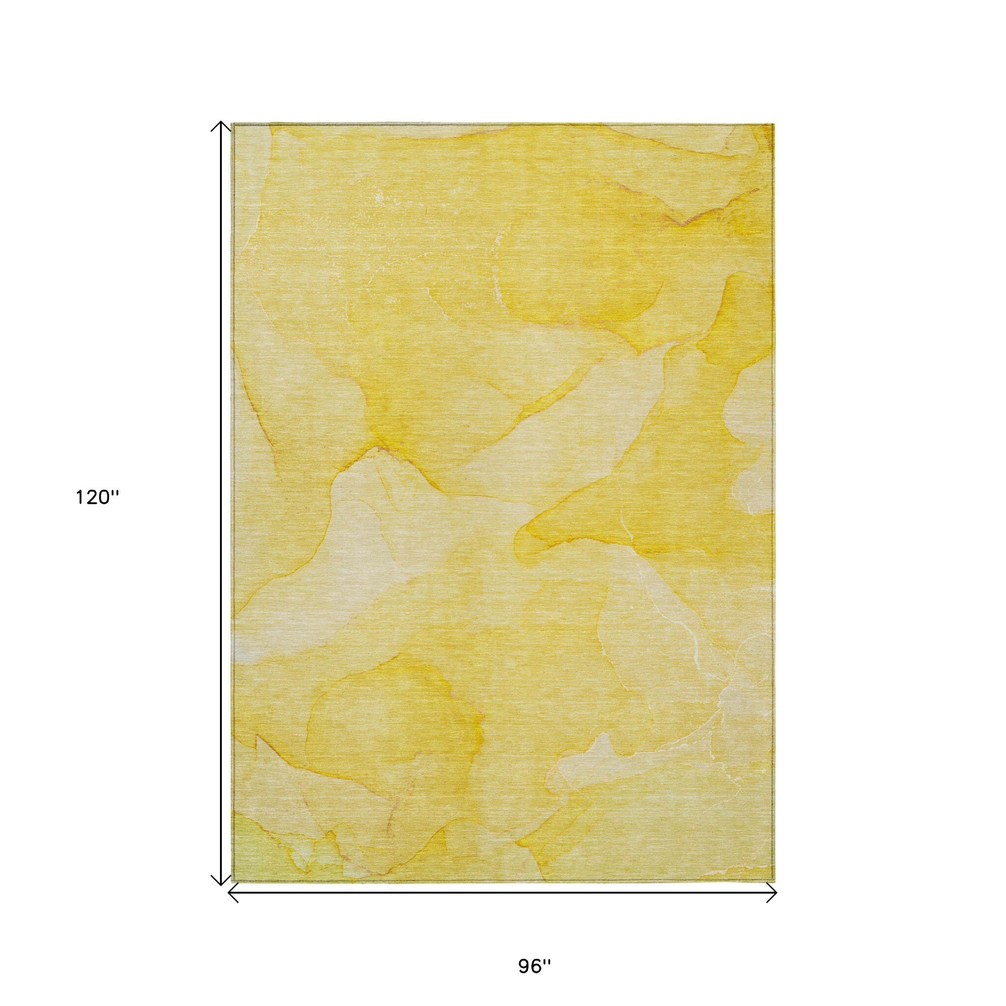 8' X 10' Gold Abstract Washable Non Skid Indoor Outdoor Area Rug