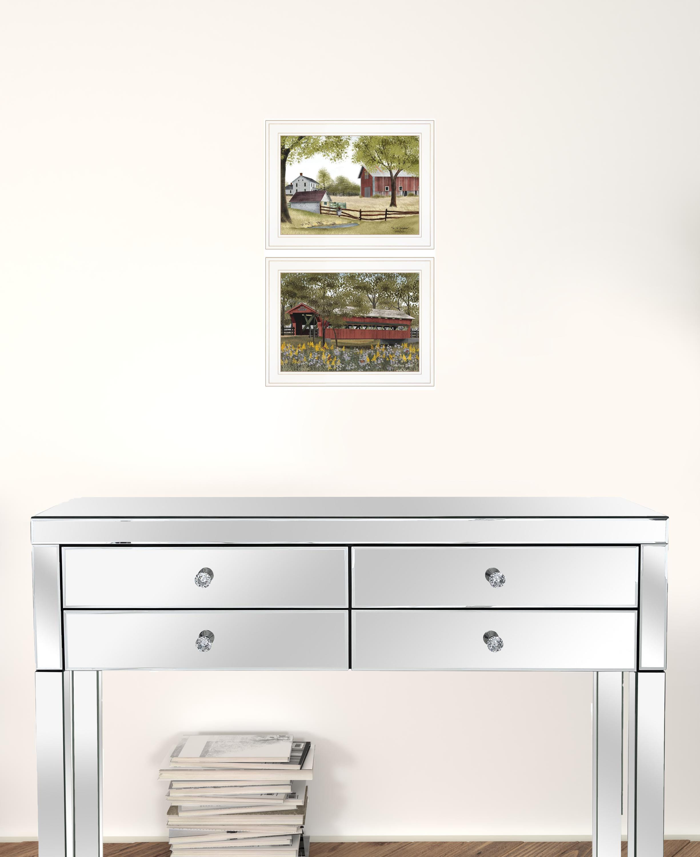 Set Of Two The Spring House 1 White Framed Print Wall Art