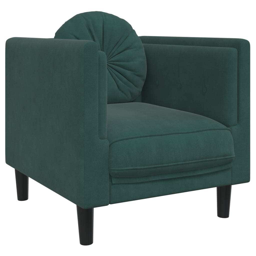 Sofa Chair with Cushion Dark Green Velvet