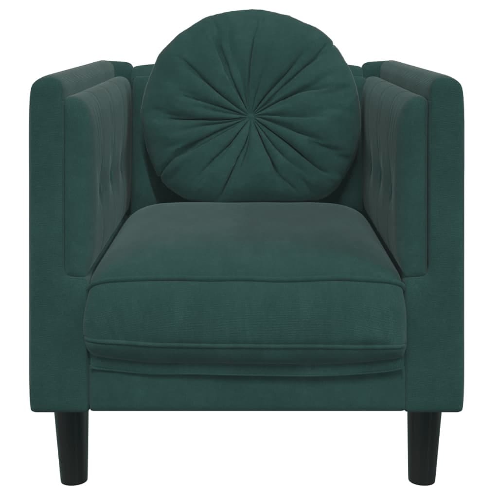 Sofa Chair with Cushion Dark Green Velvet