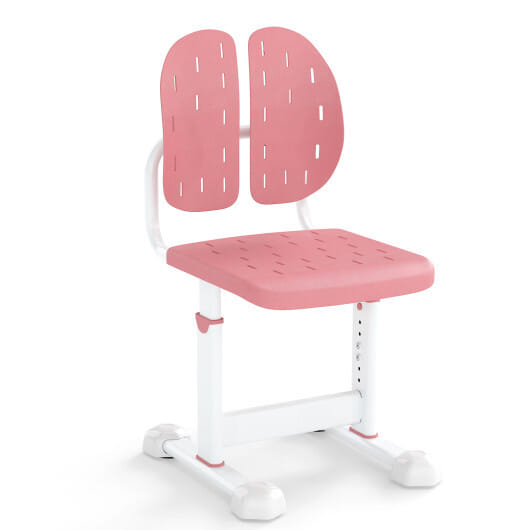 Height-adjustable Kid's Study Chair with Double Back Support and Breathable Seat for 3+ Years Old-Pink - Color: Pink