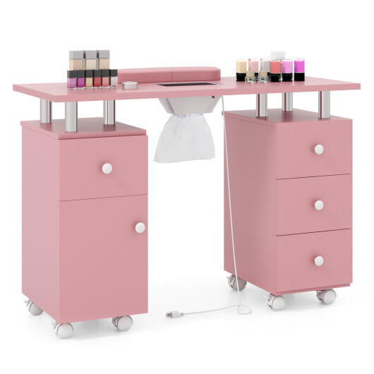 Manicure Table Nail Desk with Electric Dust Collector and 3 Dust Bags-Black