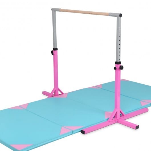 Adjustable Gymnastics Horizontal Bar for Kids - Color: Pink