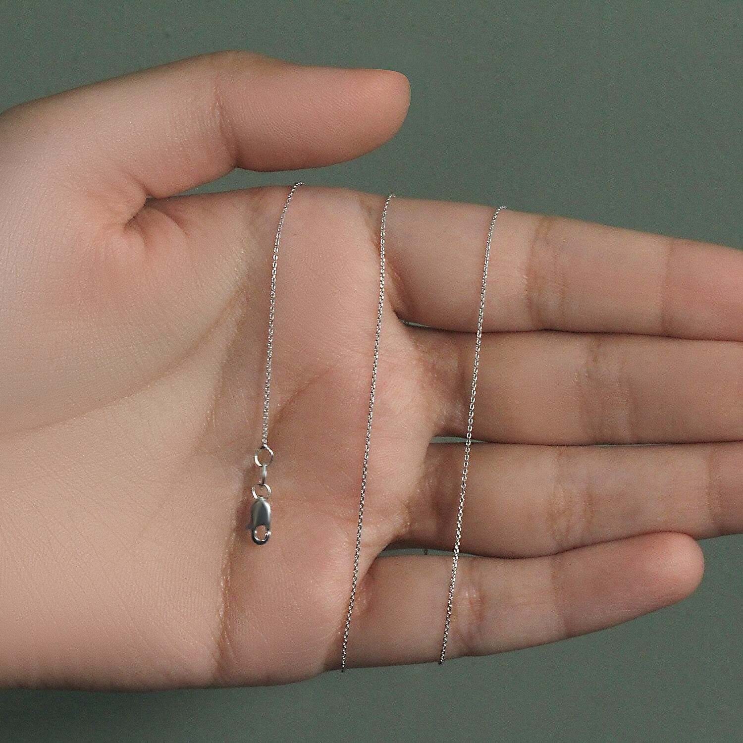 14k White Gold Cable Link Chain (0.50 mm)