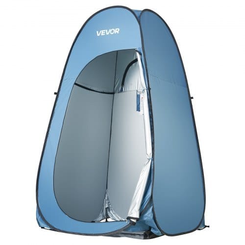Pop up Shower Tent, Instant Portable Privacy Tent Changing Room with Shower Bag, Ground Stakes, Ropes, Carry Bag, 190T Polyester with Silver Coating, Quick Setup, for Camping, Beach, Fishing