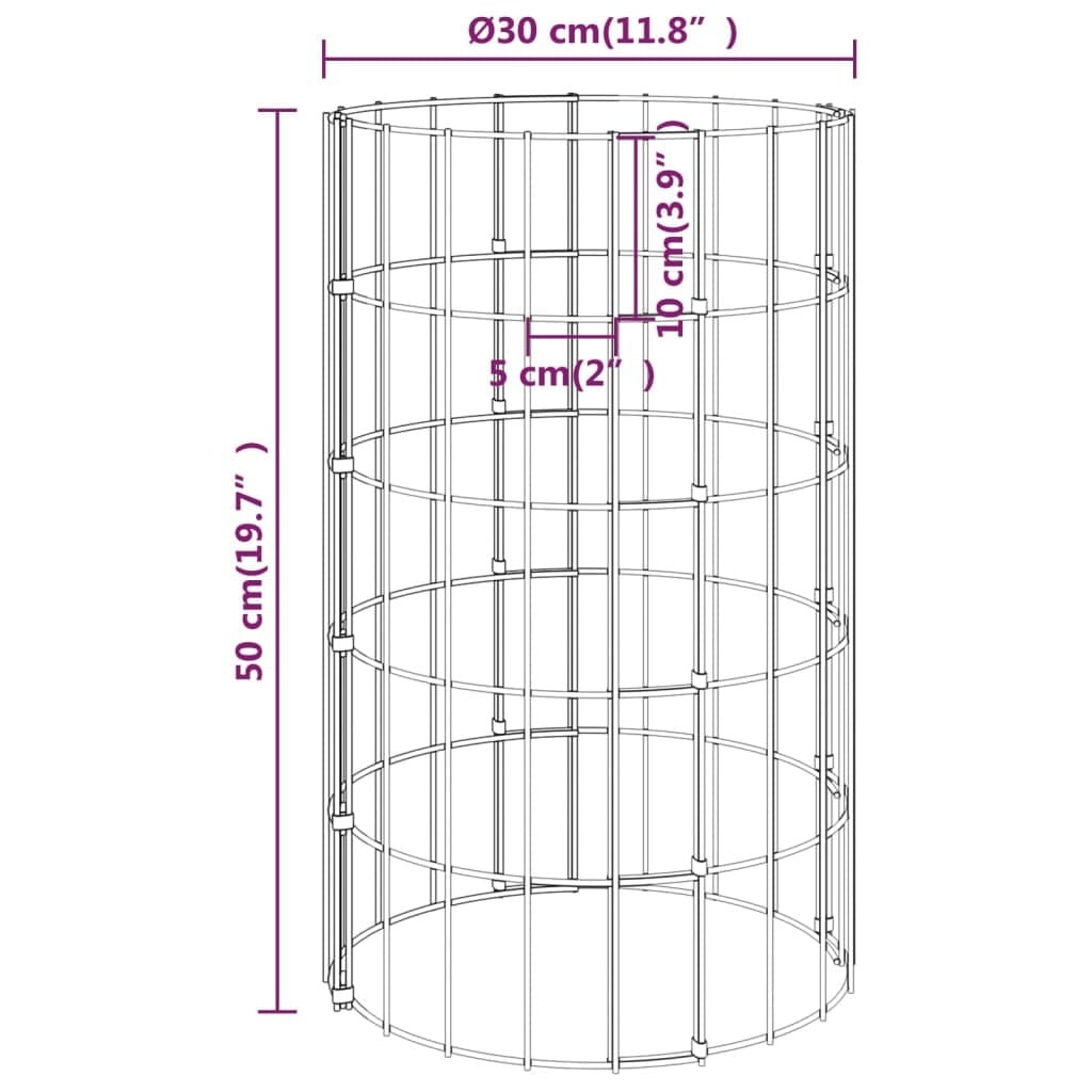 Circular Gabion Pole Galvanized Steel Ø11.8"x19.7"