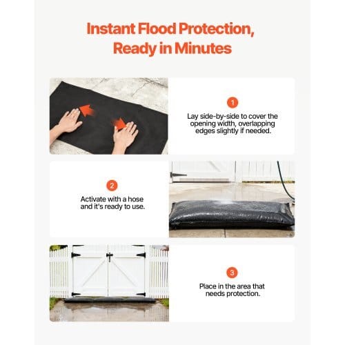 Flood Barrier, 10 Pack, 1.4 x 2.7 ft Flood Bags with Bucket, Reusable Water Absorbent Barrier Activated by Water, Sandless Sandbags Blockage, Flooding Prevention Bags for Door, Basement, Garage