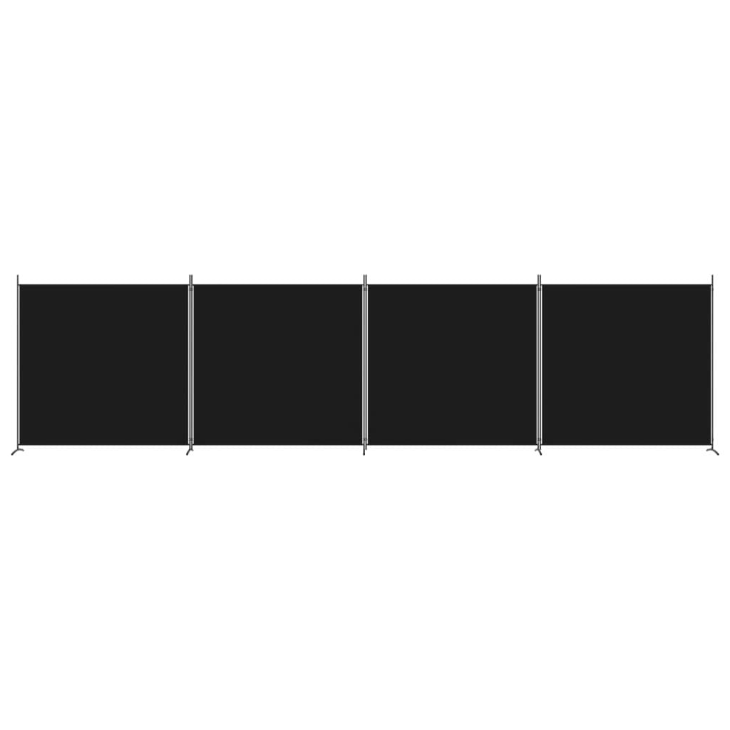 4-Panel Room Divider Black 274.8"x70.9" Fabric