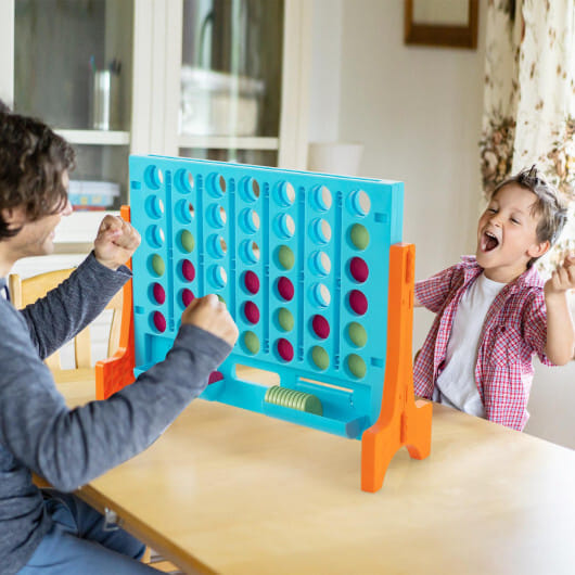 Costway Jumbo 4-to-Score Connect Game Set with Carrying Bag and 42 Coins-Orange - Color: Orange