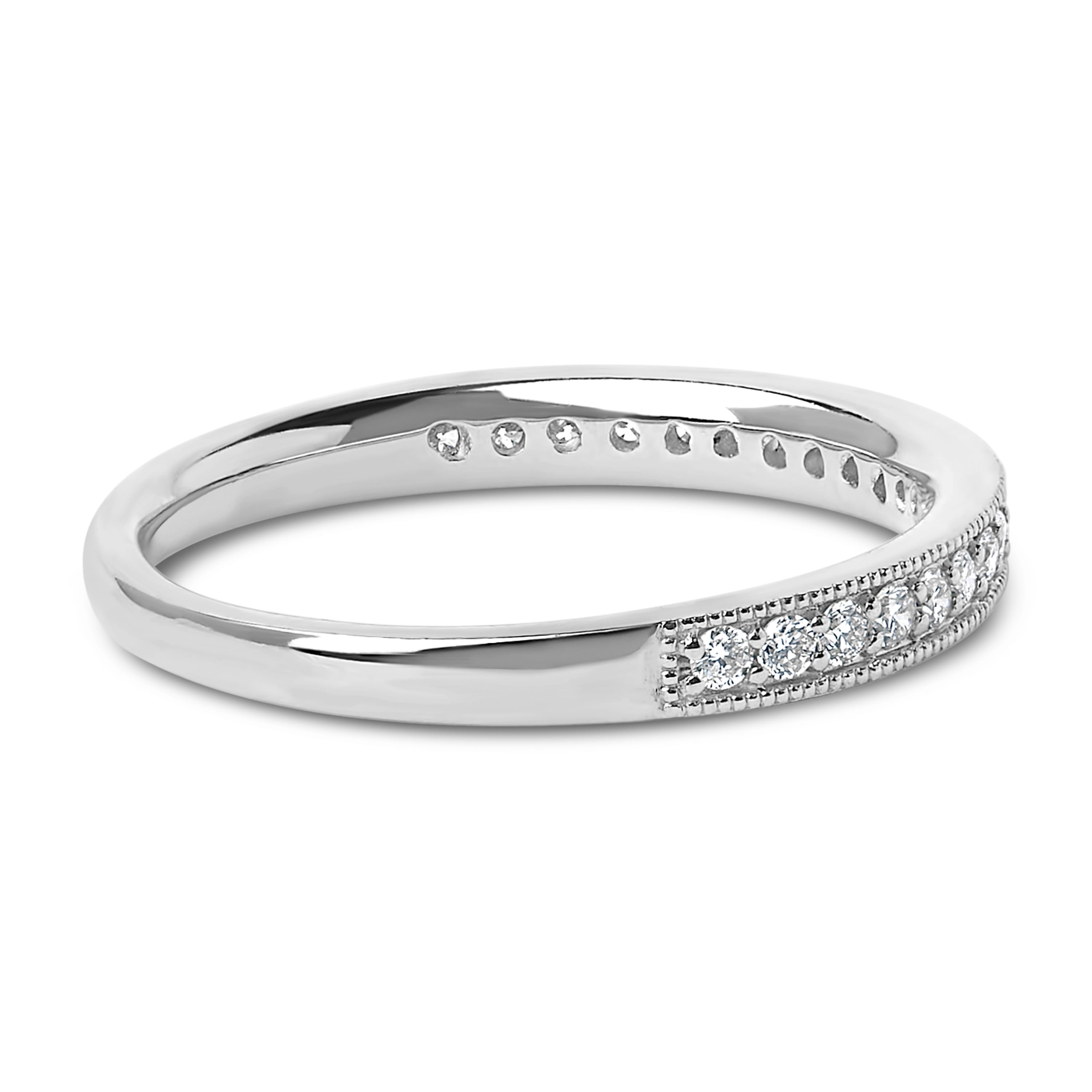 14K White Gold 1/4 Cttw Round Diamond Milgrain Wedding Band (I-J Color, SI2-I1 Clarity) - Size 7