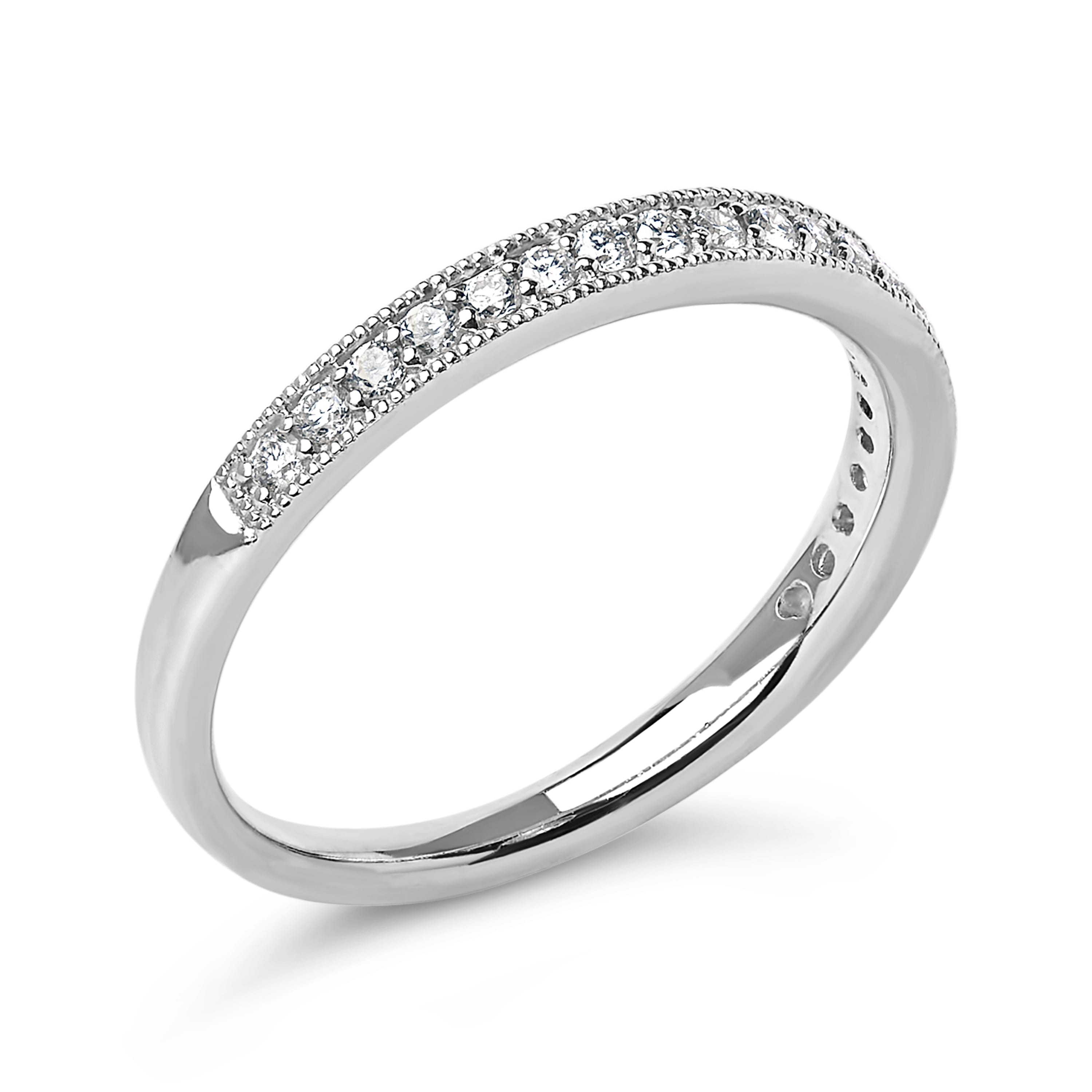 14K White Gold 1/4 Cttw Round Diamond Milgrain Wedding Band (I-J Color, SI2-I1 Clarity) - Size 7