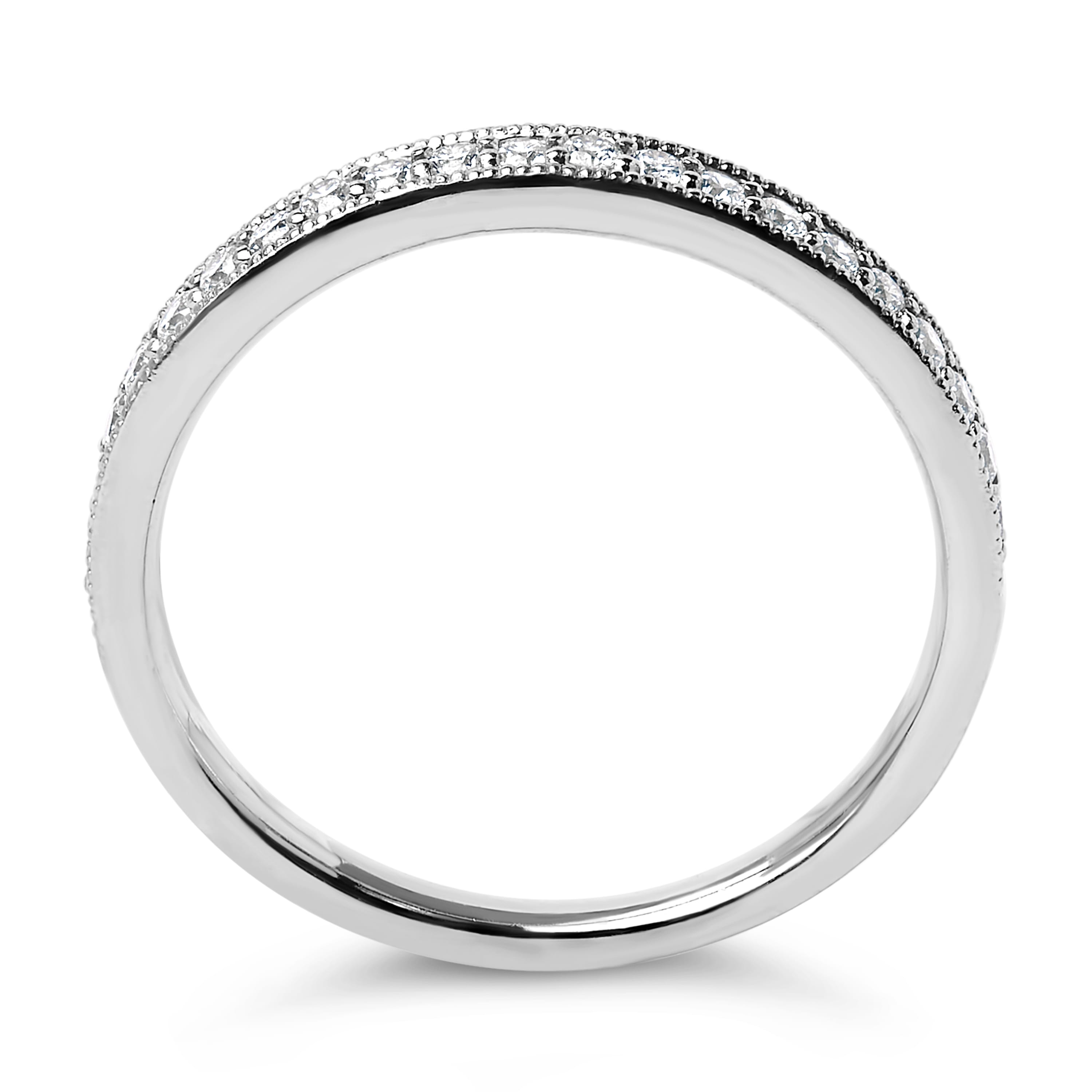 14K White Gold 1/4 Cttw Round Diamond Milgrain Wedding Band (I-J Color, SI2-I1 Clarity) - Size 7