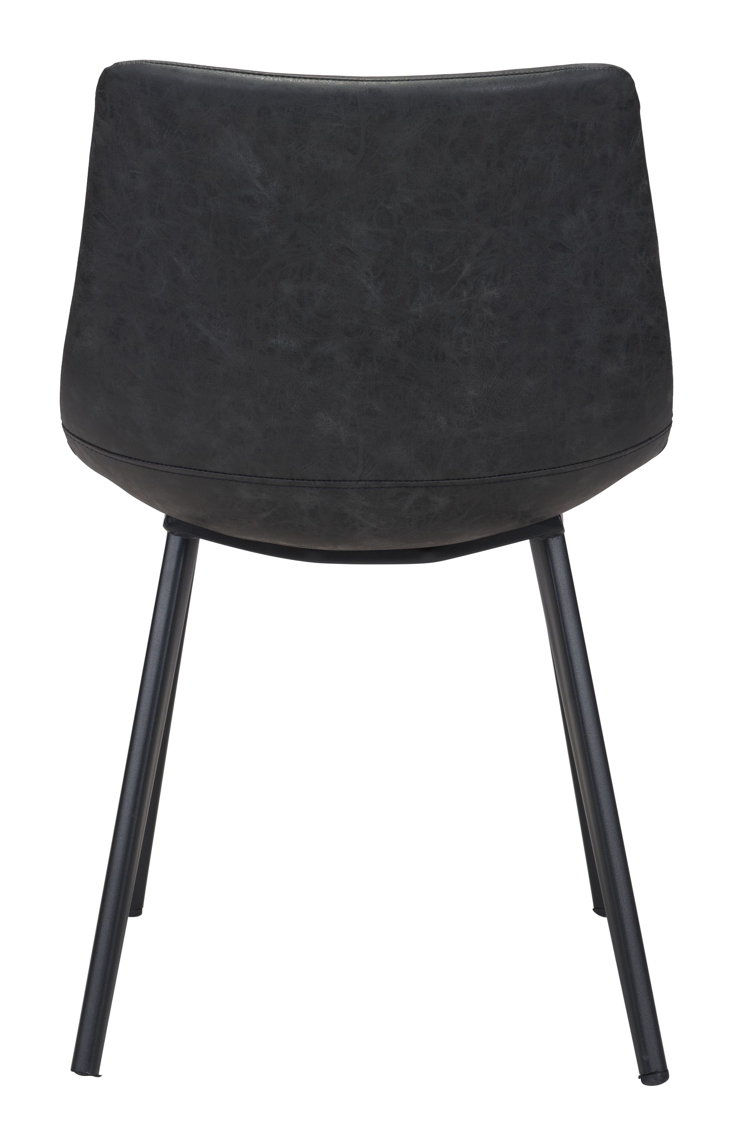 Set of Two Black Upholstered Faux Leather Dining Side chairs