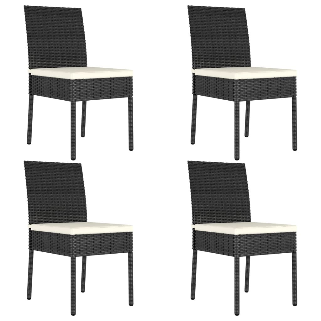 5 Piece Patio Dining Set Poly Rattan Black