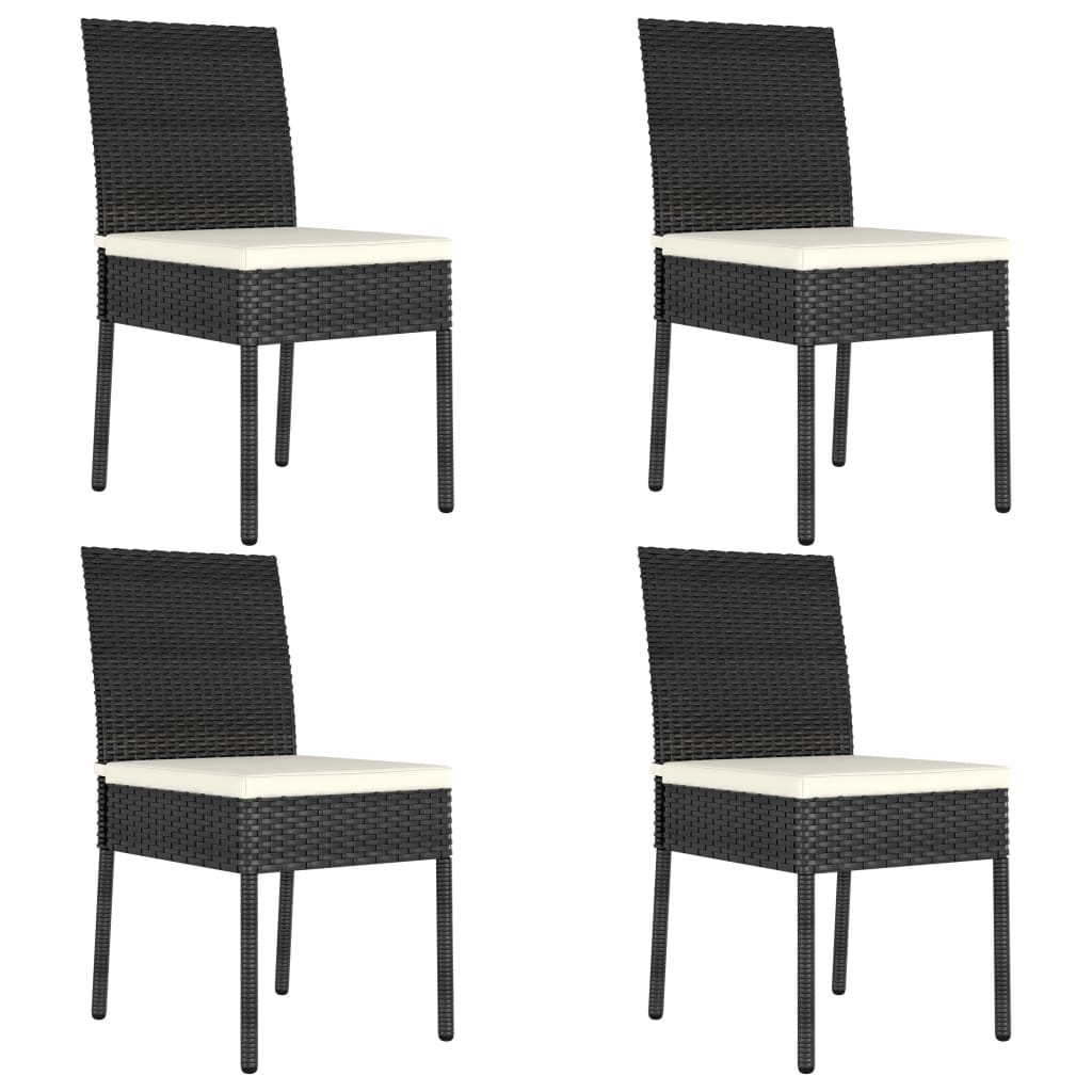 5 Piece Patio Dining Set Poly Rattan Black