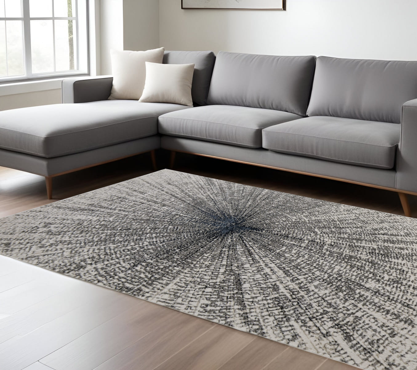 8' X 10' Gray and Ivory Abstract Power Loom Area Rug
