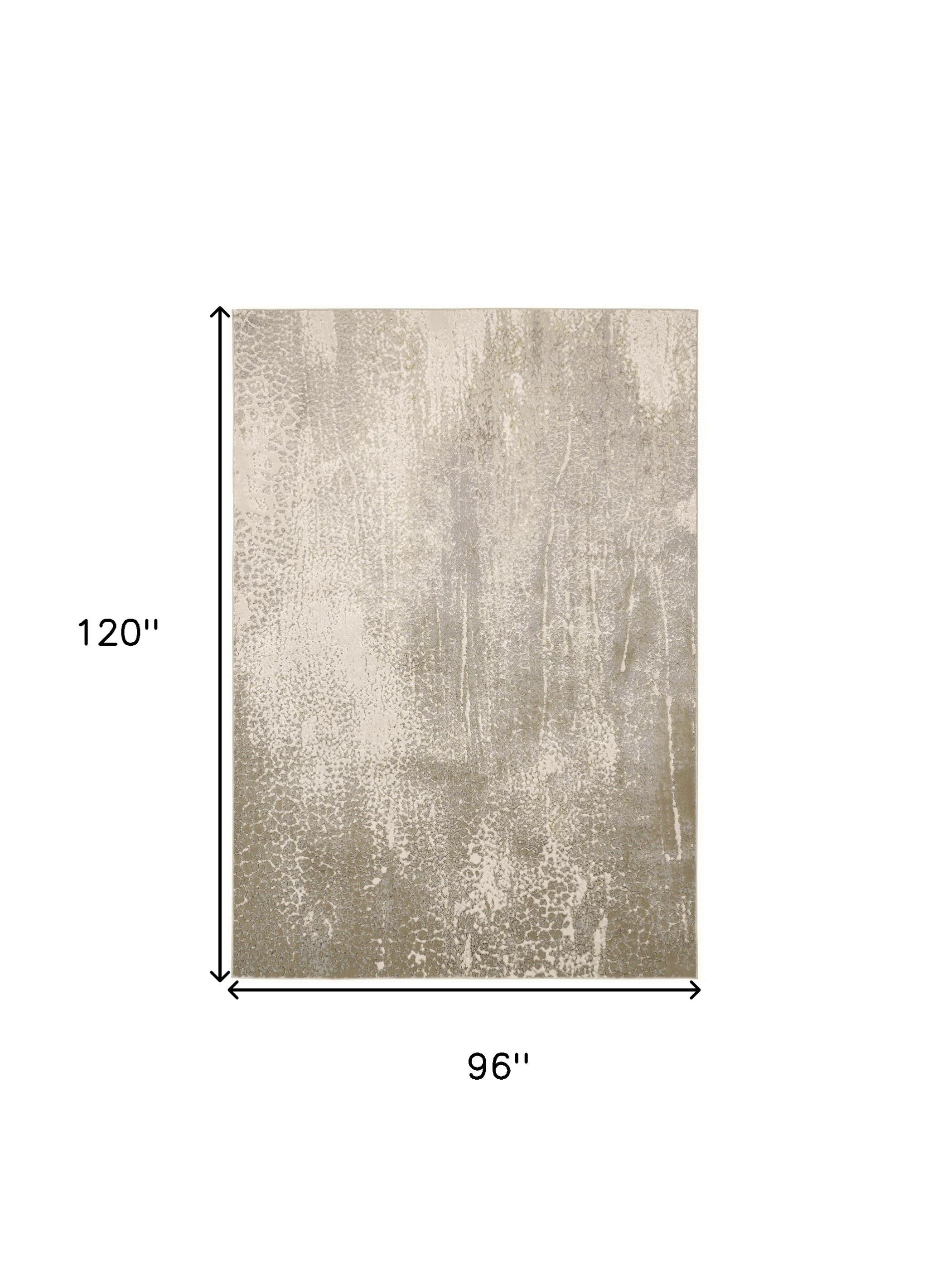 8' X 10' Gray and Ivory Abstract Power Loom Area Rug