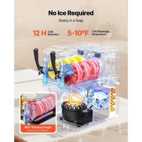 Slushie Machine, 3L/100oz x 2 Tank Slushy Machine for Home, No Ice Needed Frozen Drink Maker, Margarita Maker with Self-Cleaning, for Frozen Margaritas, Frapp?©s, Milkshake & More