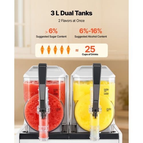 Slushie Machine, 3L/100oz x 2 Tank Slushy Machine for Home, No Ice Needed Frozen Drink Maker, Margarita Maker with Self-Cleaning, for Frozen Margaritas, Frapp?©s, Milkshake & More