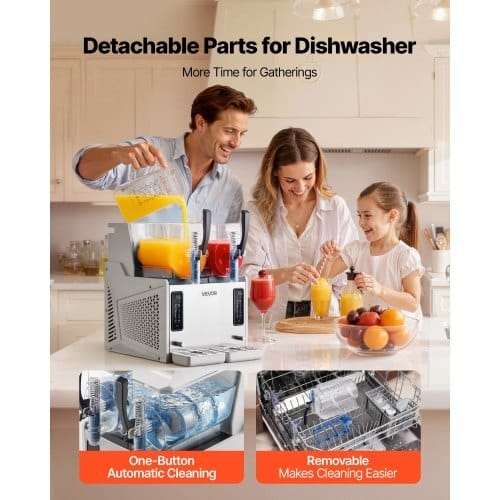 Slushie Machine, 3L/100oz x 2 Tank Slushy Machine for Home, No Ice Needed Frozen Drink Maker, Margarita Maker with Self-Cleaning, for Frozen Margaritas, Frapp?©s, Milkshake & More