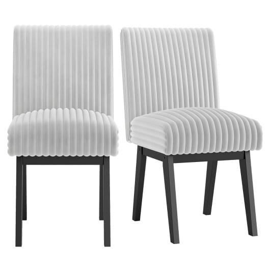 Dining Chairs Set of 2 Fabric Upholstered Kitchen Chairs with Padded Seatand Rubber Wood Legs-Gray & White