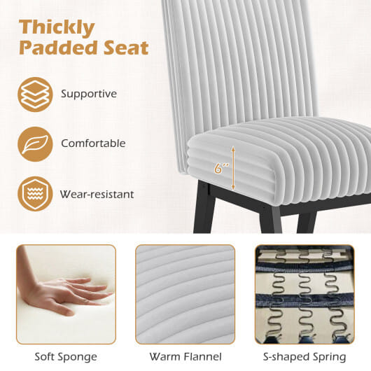 Dining Chairs Set of 2 Fabric Upholstered Kitchen Chairs with Padded Seatand Rubber Wood Legs-Gray & White